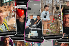 Grafik: BAKS Das Bild zeigt eine Collage verschiedener Social-Media-Beiträge David Mateis auf Smartphones.