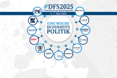Die Grafik zeigt die Bildwortmarken aller 13 am DFS2025 beteiligten Organisationen.