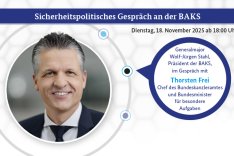 Plakat für das Sicherheitspolitische Gespräch mit Thorsten Frei MdB am Dienstag, 18.11.2025