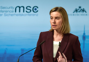 Federica Mogherini, die Hohe Repräsentantin der Europäischen Union für Außen- und Sicherheitspolitik, auf der Münchner Sicherheitskonferenz. 