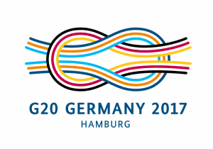Das Symbol der deutschen G20-Präsidentschaft zeigt einen aus bunt geflochtenen Seilen gebildeten Kreuzknoten.