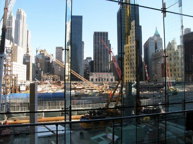 Ansicht der Baustelle des One World Centers in New York