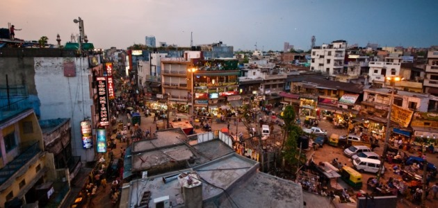 Der Hauptbazar in Delhi von oben.