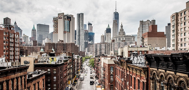 Luftaufnahme über den Straßen von New York