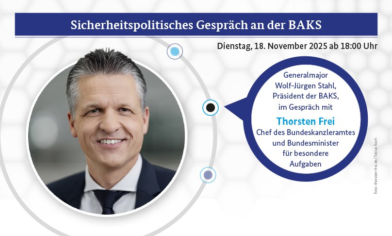 Plakat für das Sicherheitspolitische Gespräch mit Thorsten Frei MdB am Dienstag, 18.11.2025